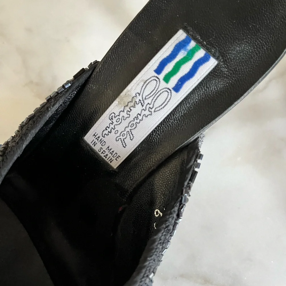 Vintage Arnold Churgin Silk Beaded Mule Size 4 1/2 (fits like size 5) - Picture 4 of 10